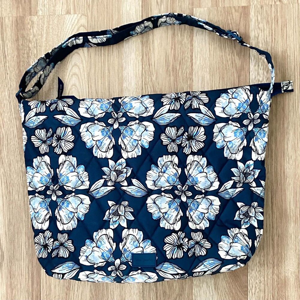 Vera Bradley Navy Blue Floral Quilted Shoulder Bag Purse